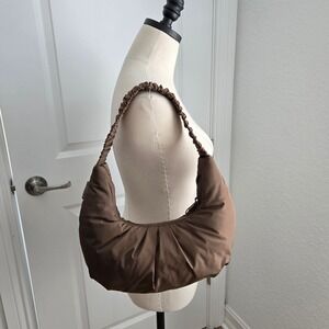 Dagne Dover Rider Shoulder Bag‎ Rye Brown Puffer Hobo Shoulder Bag Ruched Strap